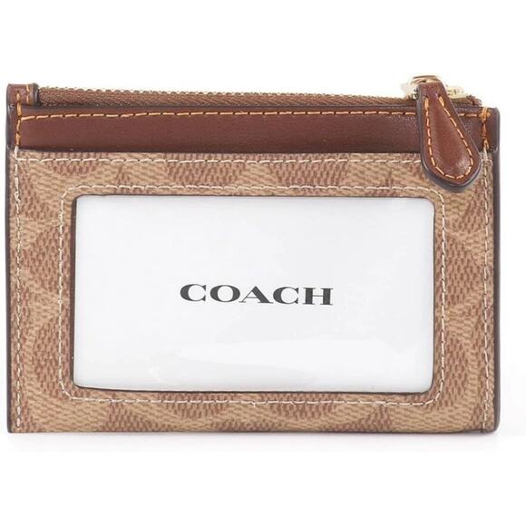 Coach Women's Mini ID Skinny in Signature Canvas Dark Brown One Size NWT - Picture 2 of 12